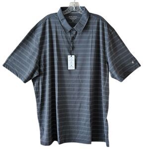 NEW Michel Rouen Men’s Gray Striped Performance Polo Shirt